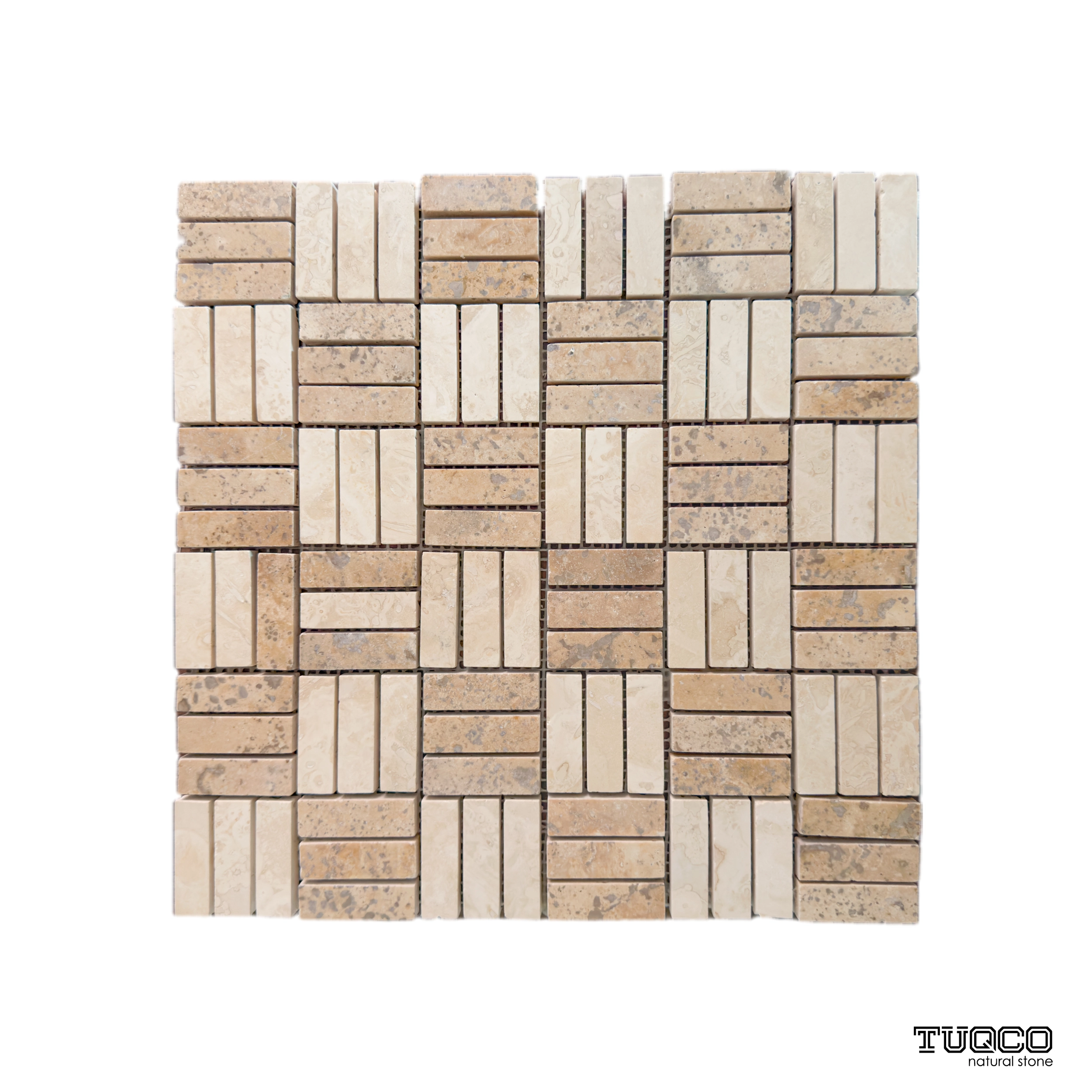 TUQCO Doğal Taş Jenga Traverten Light-Noche Honlu Mermer Mozaik