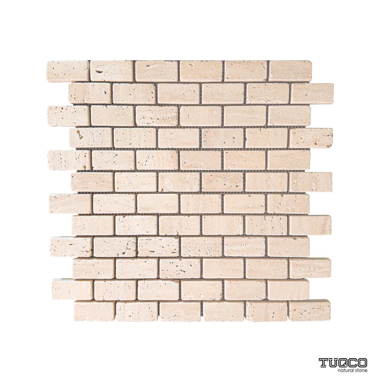 TUQCO Dogal Tas 2,3 x 4,8 cm Brick Traverten Eskitme Mermer Mozaik