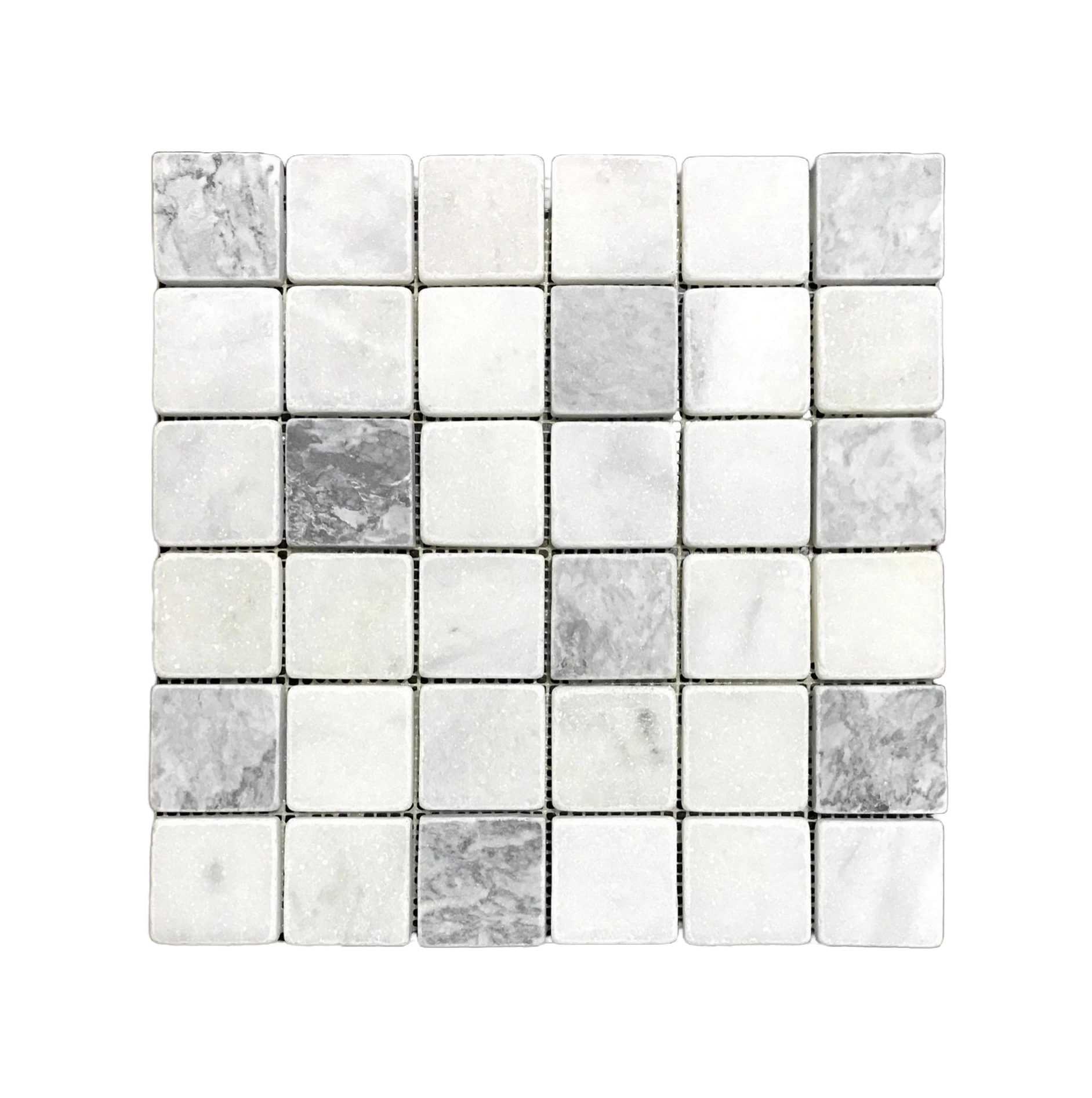 Muğla Beyazı - Gri 5x5 cm Eskitme Mermer Mozaik Duvar Zemin Mutfak Banyo (0,47m2)(30,5cm x 30,5 cm)