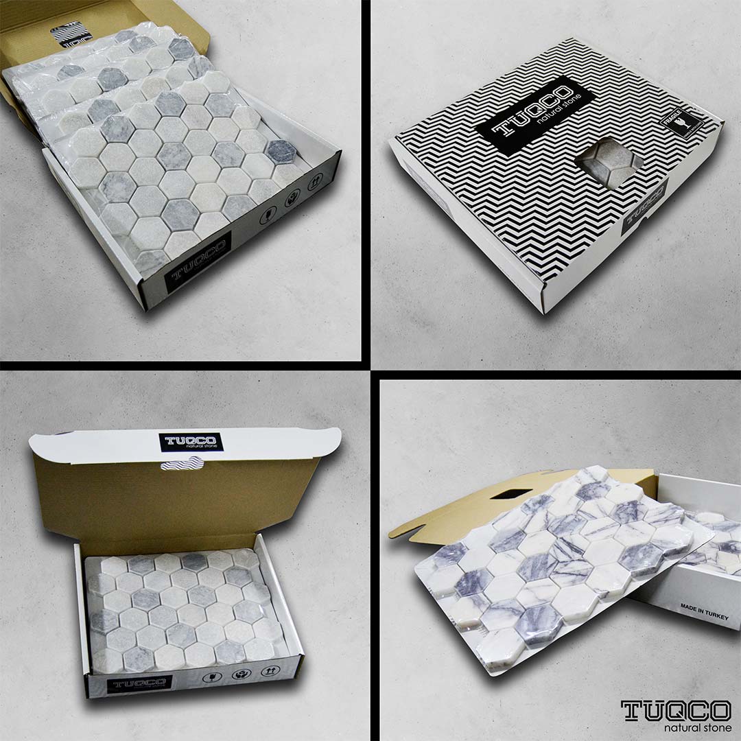 Tuqco Doğal Taş Fileli 5cm x 10cm Golden Eskitme Mermer Mozaik Banyo Mutfak Tezgah Arası Duvar Kaplama Döşeme Paneli