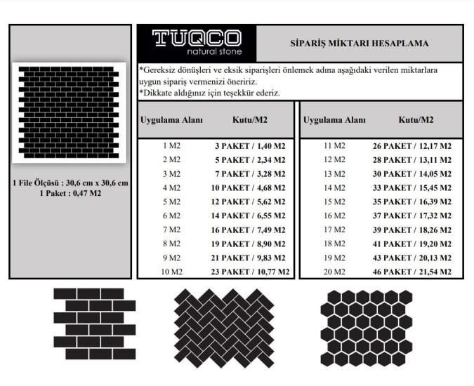 TUQCO Dogal Tas 2,3x4,8 cm Brick Traverten Eskitme Mermer Mozaik