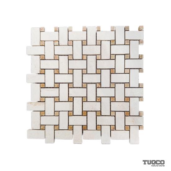 TUQCO Doğal Taş Basket Weave Myra Honlu Mermer Mozaik