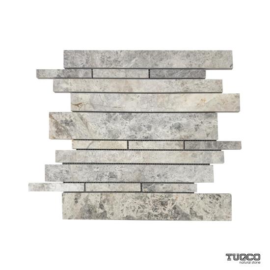 TUQCO Doğal Taş Random Strip Tundra Gri Cilalı Mermer Mozaik