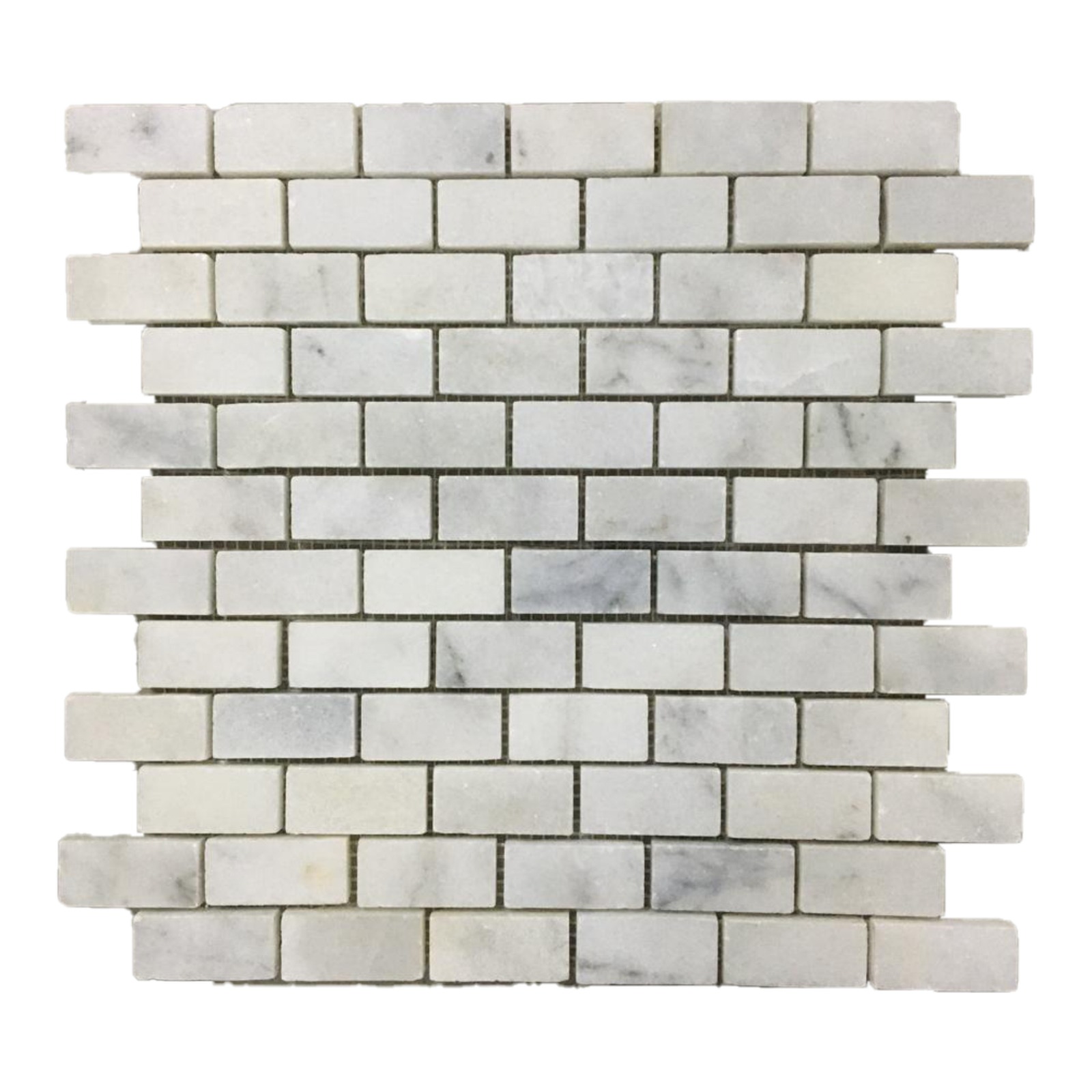 Tuqco Doğal Taş Fileli 2,3 x 4,8 cm Brick Carrara Cilalı Mermer Mozaik Banyo Mutfak Tezgah Arası Duvar Kaplama Döşeme Paneli